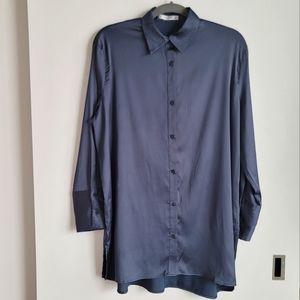 MANGO Oversize Satin Button down tunic shirt